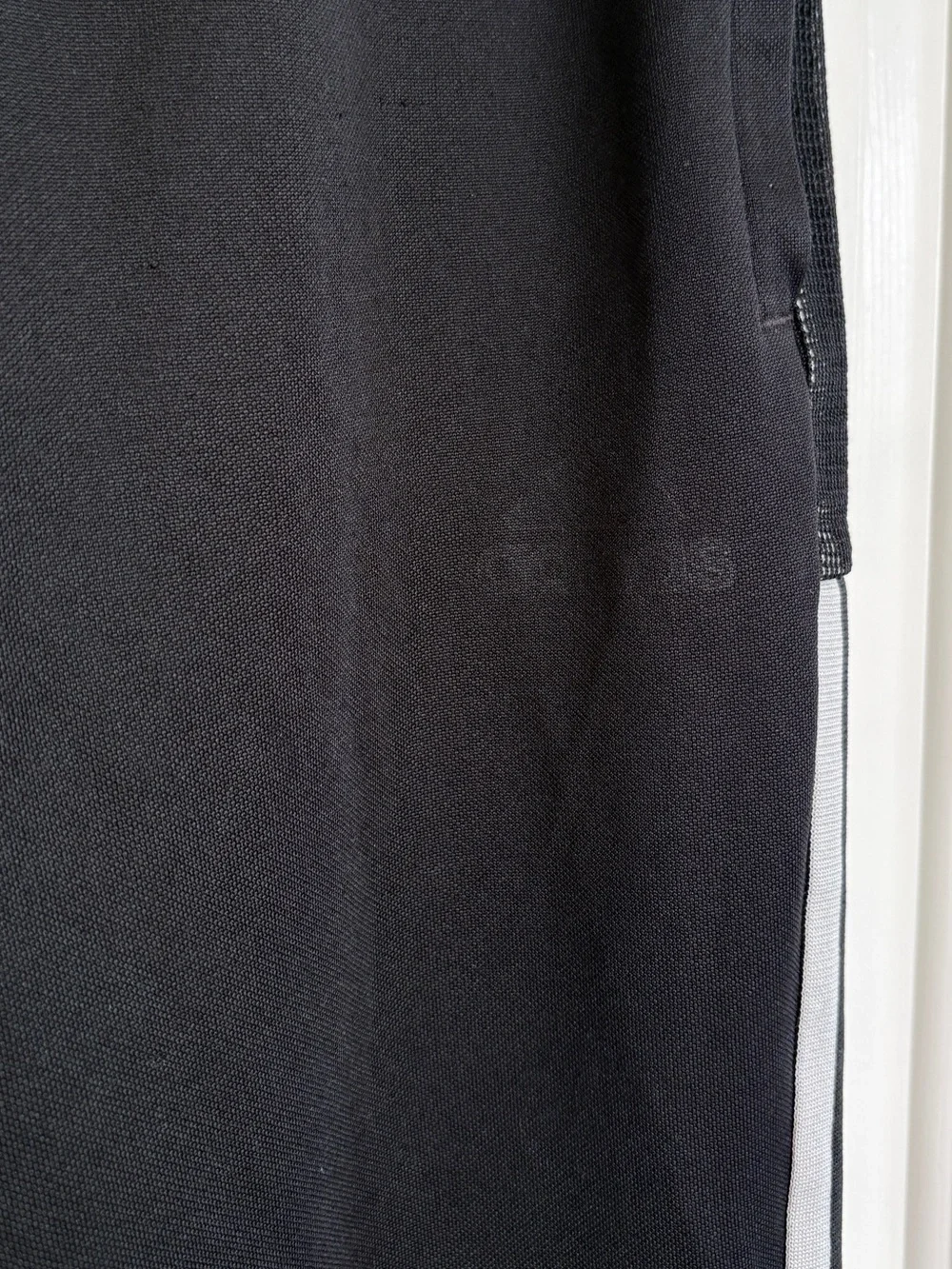 Adidas Black Track Pants w/ White Stripes & Mesh Panels